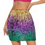 Zando Sparkly Mardi Gras Rave Skirt for Women