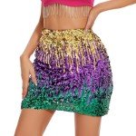 Zando Sparkly Mardi Gras Rave Skirt for Women