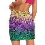 Zando Sparkly Mardi Gras Rave Skirt for Women