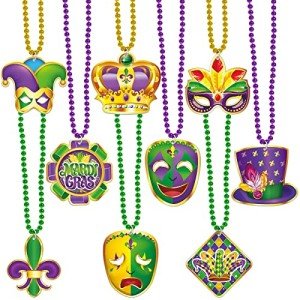 18-Piece Mardi Gras Bead Pendant Necklace Set