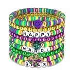 Rainbow Heishi Bracelets – Mardi Gras Stackable Jewelry