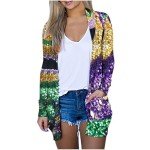 Mardi Gras Carnival Print Open Front Cardigan