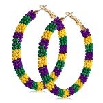 Colorful Beaded Hoop Earrings for Mardi Gras