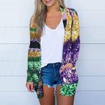 Mardi Gras Carnival Print Open Front Cardigan