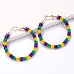 Colorful Beaded Hoop Earrings for Mardi Gras