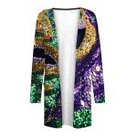 Mardi Gras Carnival Print Open Front Cardigan