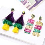 Mardi Gras Beaded Mask Tassel Earrings Set