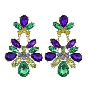 Mardi Gras Dangle Earrings with Mask and Crown