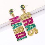 Mardi Gras Beaded Mask Tassel Earrings Set