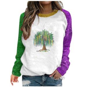 Mardi Gras Bead Tree Sweatshirt for Women
