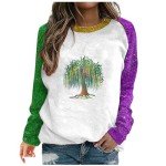 Mardi Gras Bead Tree Sweatshirt for Women