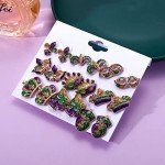 9 Pairs Mardi Gras Glitter Earrings Set