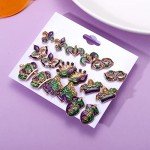 9 Pairs Mardi Gras Glitter Earrings Set