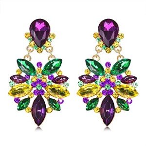Colorful Flower Dangle Earrings for Mardi Gras Celebration