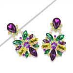 Mardi Gras Flower Dangle Earrings for Women