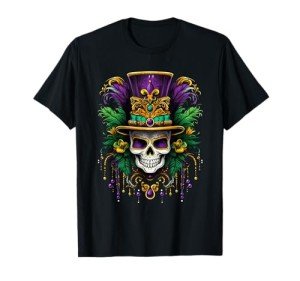 Mardi Gras Sugar Skull Carnival T-Shirt