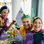 Rhinestone Mardi Gras Earrings in Purple, Green, Gold