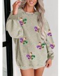 Green Mardi Gras Oversized Corduroy Sweatshirt for Women