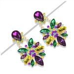 Mardi Gras Flower Dangle Earrings for Women