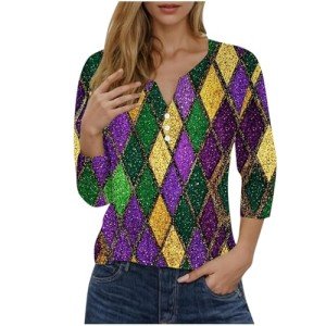 Mardi Gras Cotton Shirts for Women - Carnival Vibes