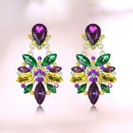 Mardi Gras Flower Dangle Earrings for Women