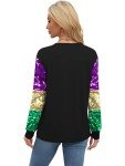 Sparkly Black Mardi Gras Long Sleeve Shirt for Women