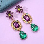 Rhinestone Mardi Gras Earrings in Purple, Green, Gold