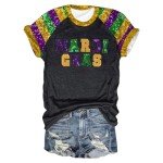 Mardi Gras Sequin Graphic Tee for Women