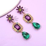Rhinestone Mardi Gras Earrings in Purple, Green, Gold