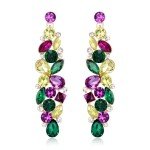 Colorful Rhinestone Mardi Gras Cluster Drop Earrings