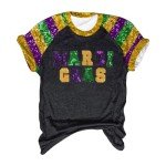 Mardi Gras Sequin Graphic Tee for Women