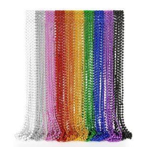 50PCS Metallic Mardi Gras Beads Necklace Party Favors