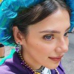 GLOQUAT Silver CZ Mardi Gras Hoop Earrings