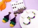Mardi Gras Earrings Set: 11 Pairs with Tassels