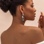 Colorful Rhinestone Mardi Gras Cluster Drop Earrings