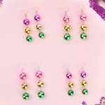 Mardi Gras Beaded Mask Dangle Earrings for Women