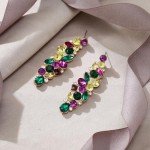 Colorful Rhinestone Mardi Gras Cluster Drop Earrings