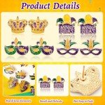 9 Pairs Mardi Gras Glitter Mask Stud Earrings