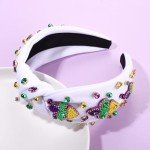 Mardi Gras Beaded Fleur De Lis Headband for Women
