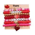 Mardi Gras Rainbow Beaded Bracelet Set for Women