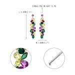 Colorful Rhinestone Mardi Gras Cluster Drop Earrings