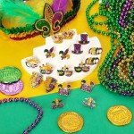 9 Pairs Mardi Gras Glitter Mask Stud Earrings