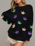 Mardi Gras Sequin Crown Sweatshirt for Women