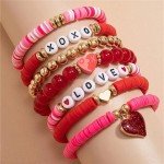 Mardi Gras Rainbow Beaded Bracelet Set for Women