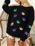Mardi Gras Sequin Crown Sweatshirt for Women