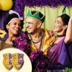 9 Pairs Mardi Gras Glitter Mask Stud Earrings