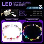 50 LED Flower Crowns for Mardi Gras Parties