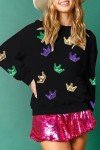 Mardi Gras Sequin Crown Sweatshirt for Women