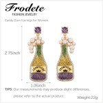 Champagne Bottle Mardi Gras Dangle Earrings