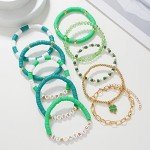 Mardi Gras Rainbow Beaded Bracelet Set for Women